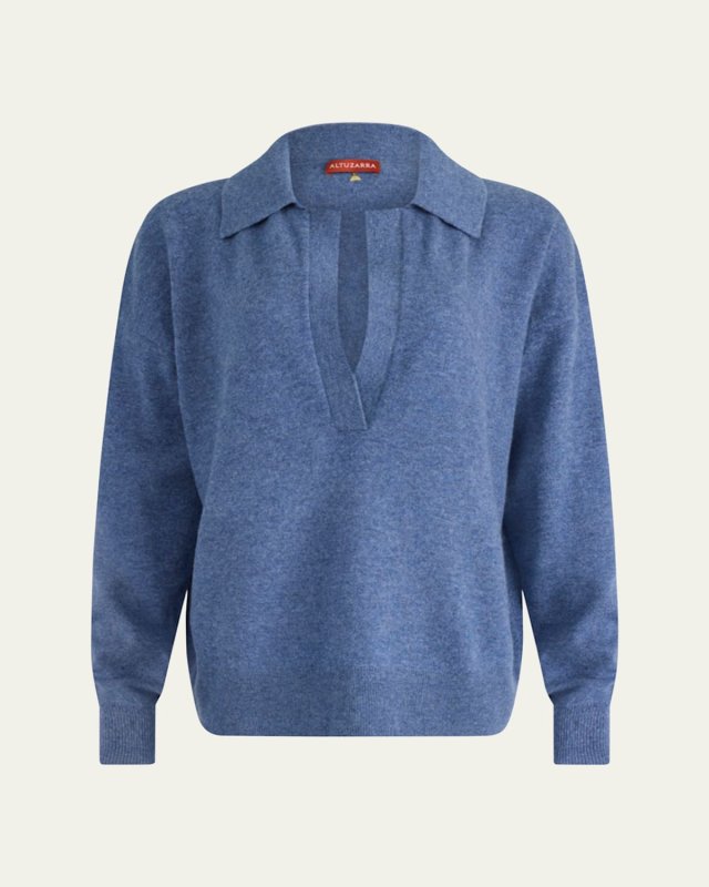 Zaq Cashmere Oversized Polo Sweater